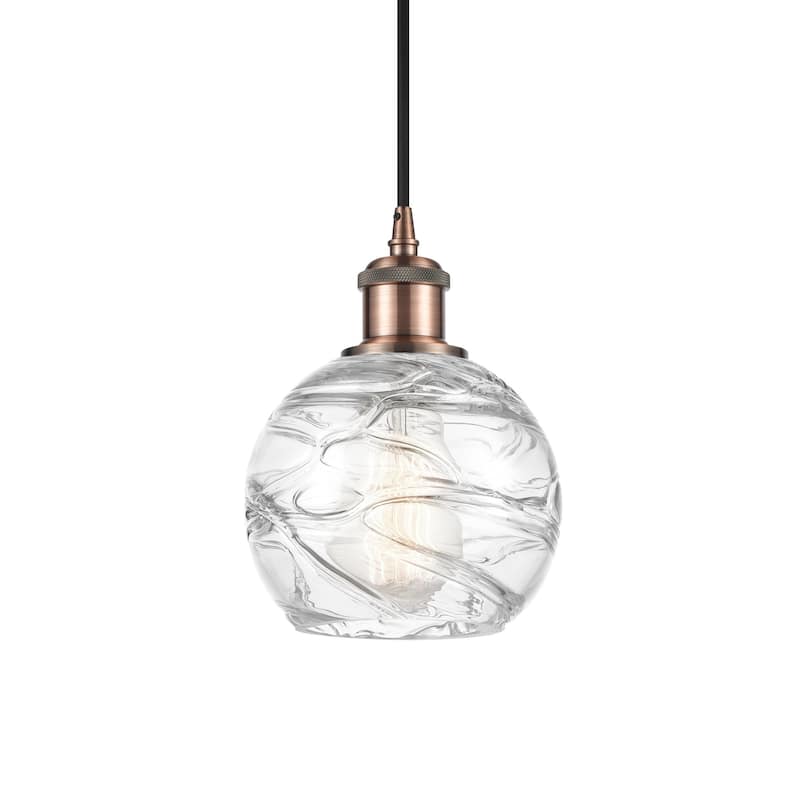 Innovations Lighting 516-1P-8-6 Athens Pendant Athens 6" Wide Mini - Clear Deco Swirl / Antique Copper