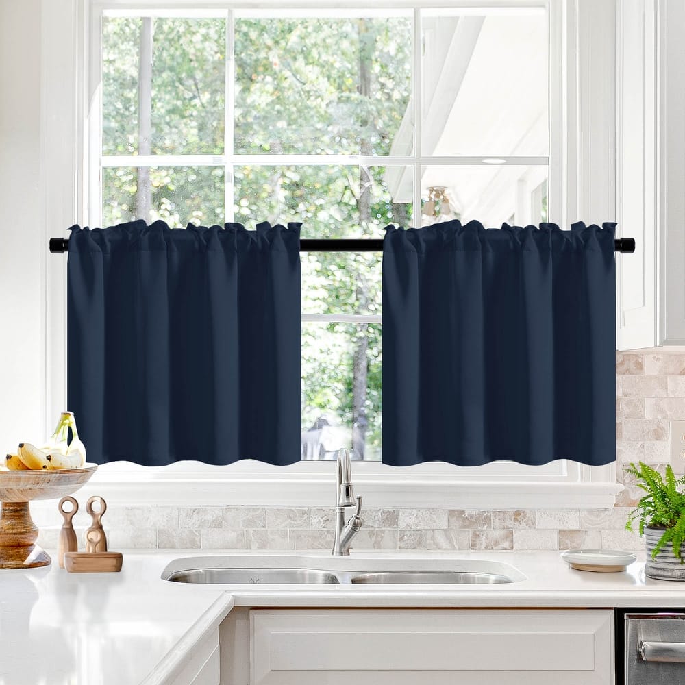 Deconovo Cafe Curtains Rod Pocket Window Short Drapes Tier Pair