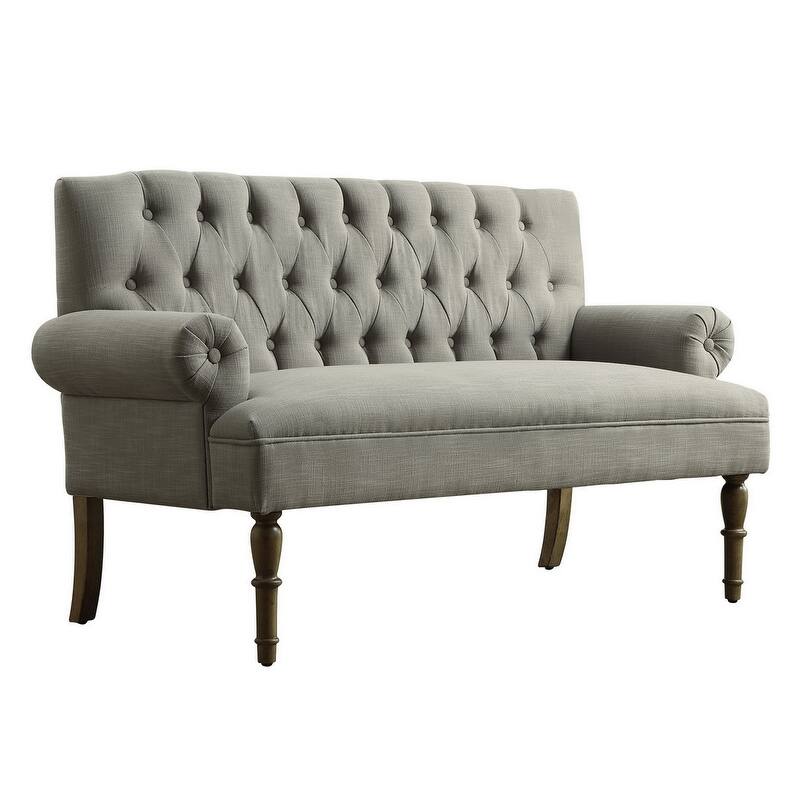 Moser Bay Arete Upholstered Tufted Settee Chesterfield Style Loveseat, Velvet or Linen