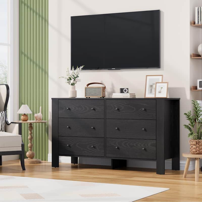 6 Drawer Dresser for Bedroom, Modern Wooden Storage Chest with Drawers