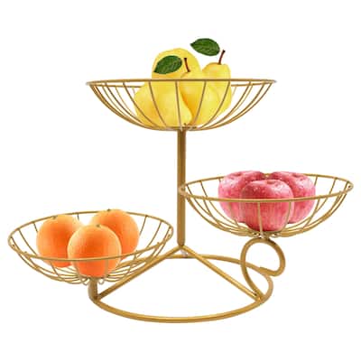 3-Tier Multifunctional Metal Fruit Storage Basket Stand Detachable