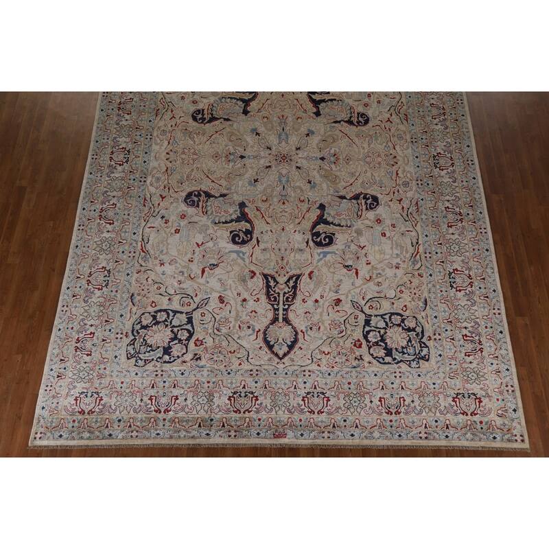 Hand Knotted Oriental 100% Wool Carpet Traditional Floral Beige & Ivories Sultanabad Area Rug - 14' 1'' X 10' 0''