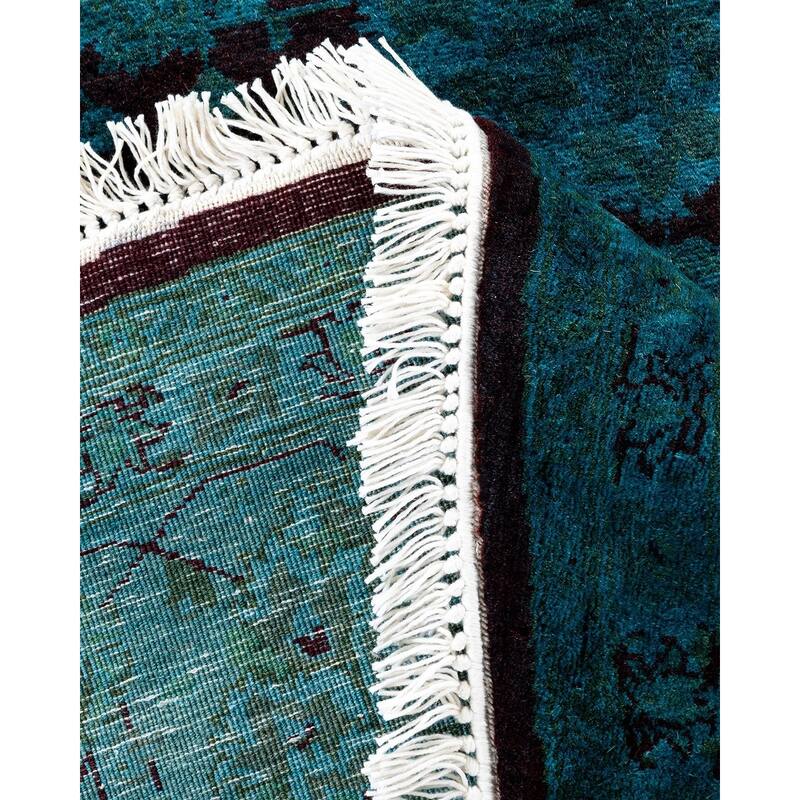 Fine Vibrance, One-of-a-Kind Hand-Knotted Area Rug - Green, 7' 1" x 7' 1" - 7' 1" x 7' 1"