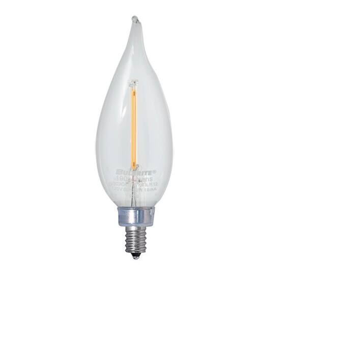 Bulbrite Pack of (4) Dimmable Clear Filament CA10 Candelabra (E12) LED Bulb