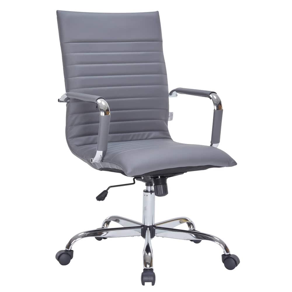 Harris Modern High-Back Leather Executive Office Chair with Steel Frame, Adjustable Height, Tilt Lock, & Swivel for Home/Office