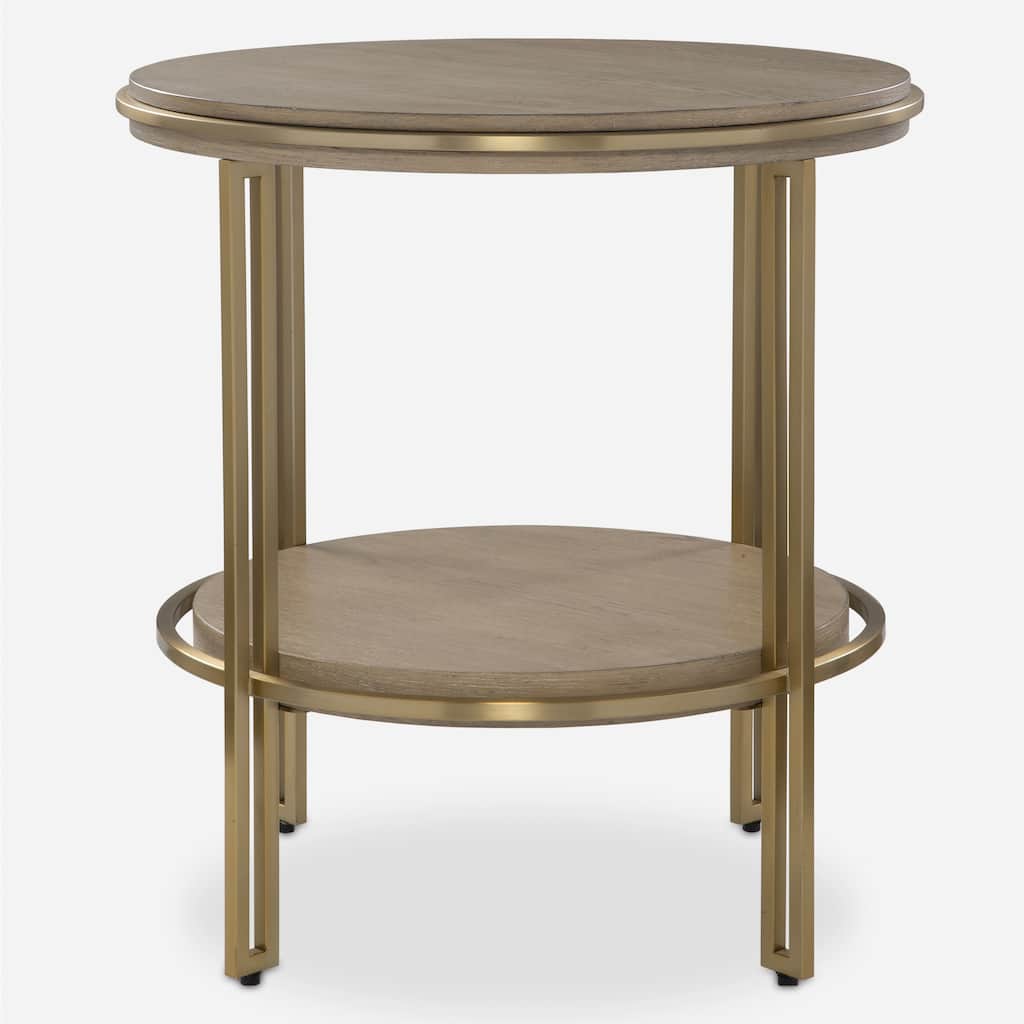 Uttermost Elise Round Brass Side Table - 23"H x 22"W x 22"D