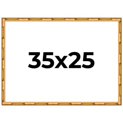 35x25 Frame Gold Bamboo Solid Wood Picture Frame | 1 Inch Moulding