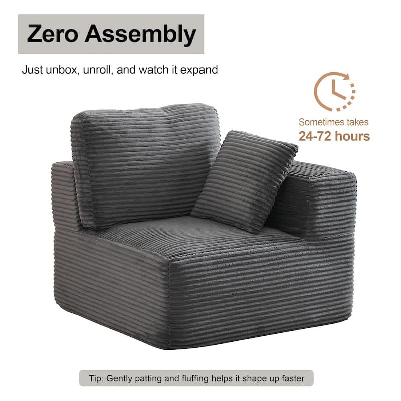 Couch Modular Sectional Sofa with Plush Corduroy No Assembly Required