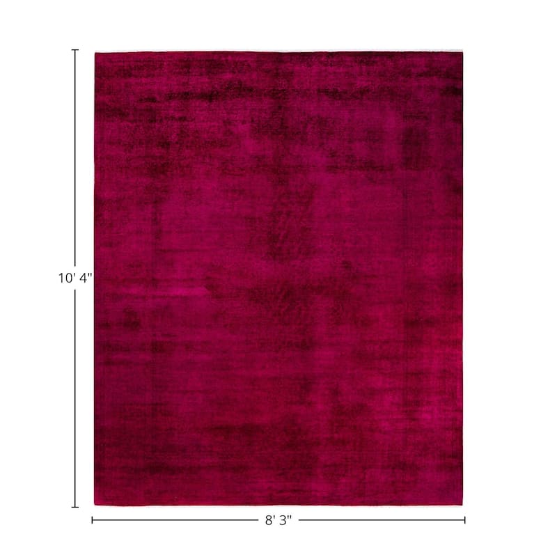 Overton Hand Knotted Wool Vintage Inspired Modern Contemporary Overdyed Pink Area Rug - 8' 3" x 10' 4"
