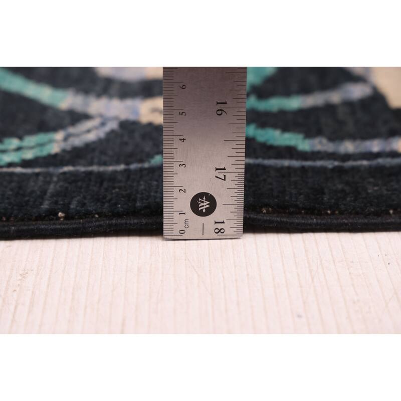 ECARPETGALLERY Hand-knotted Signature Collection Black, Teal Wool Rug - 8'0 x 9'11