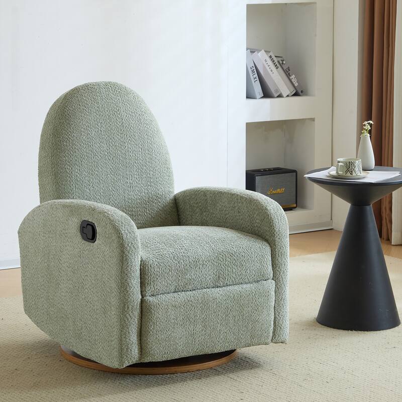 Roomfitters 360 Swivel Glider Recliner Chair, Modern Cozy Upholstered Accent Seating - Light Green