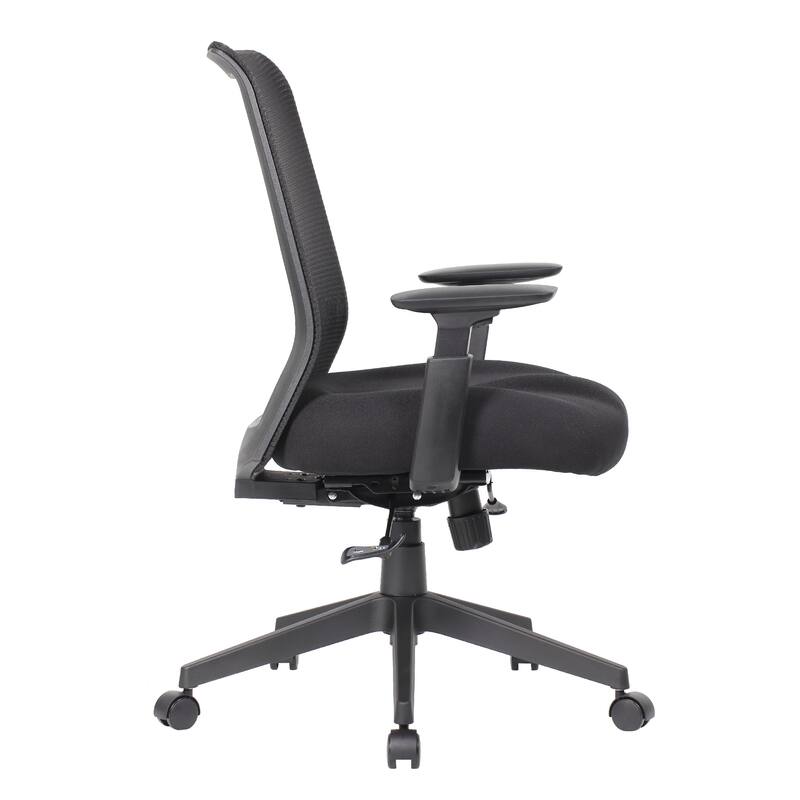 Rolling Task Chair, Black Mesh, Foam Padded Built-in Seat Slider