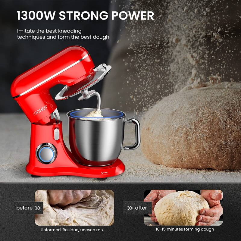 TiltHead Cake Mixer Machine with Dough Hook, Beater, Wire Whisk