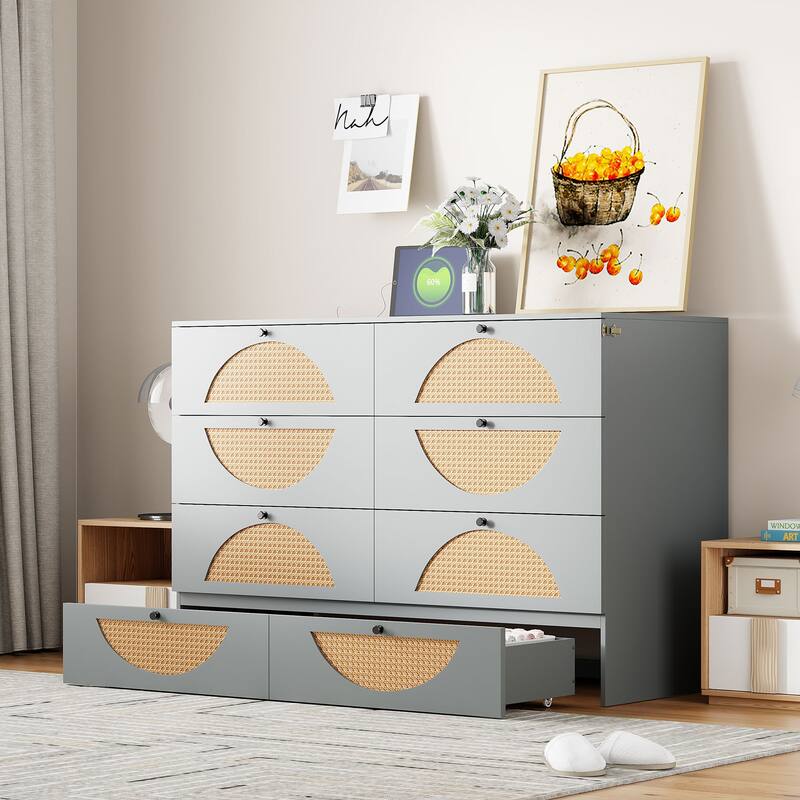 Full Size Modern Style Murphy Bed with Large Drawer,USB Ports and Outlets for Bedroom