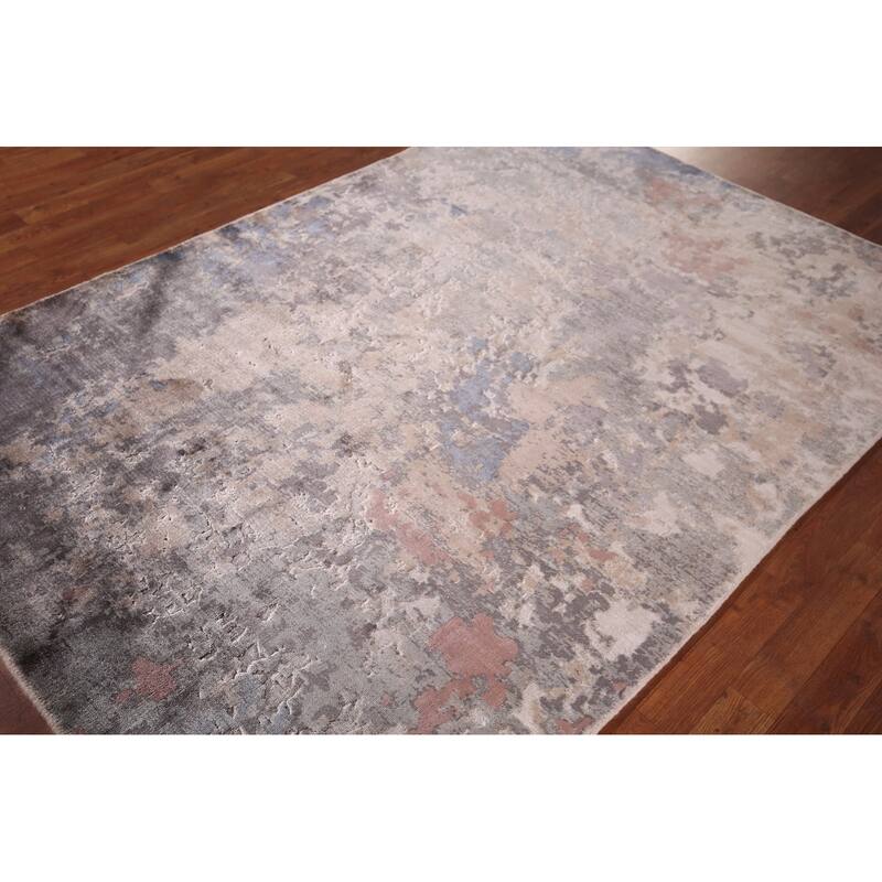 Contemporary Abstract Area Rug Handmade Oriental Wool Carpet - 5'3"x 7'6"