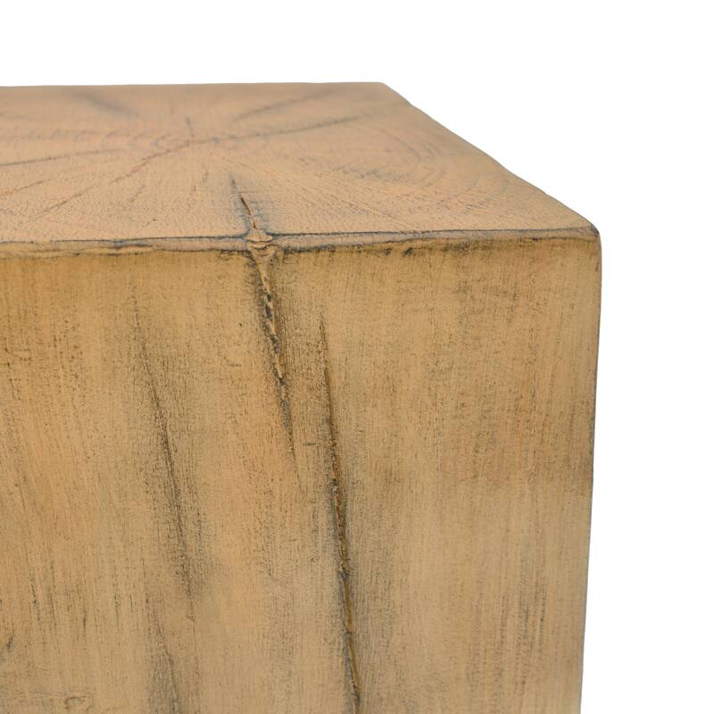 Roomfitters 33.75" Square-Column MGO End Table, Distressed Wood-Look Pedestal for Indoor/Outdoor Use