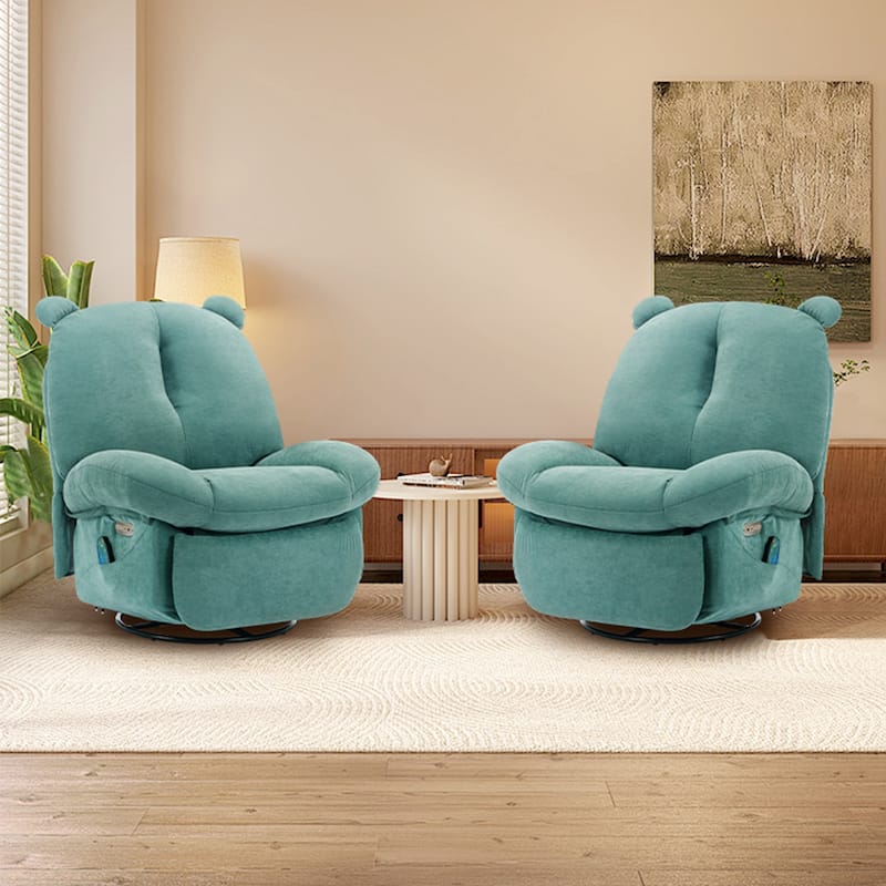 XINMICS Swivel Recliner Chair, Glider Rocking Power Recliner with Massage and Heated (Set of 2)