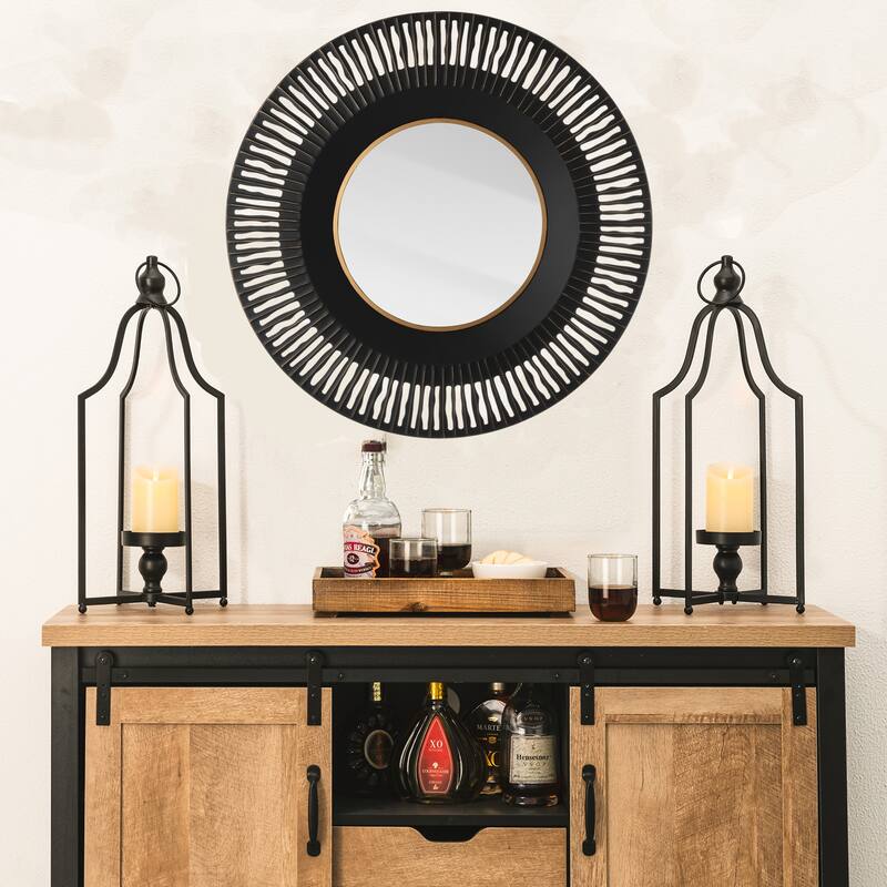 Glitzhome Modern Black Metal Foldable Lanterns Spring Wedding Hanging Candle Holders