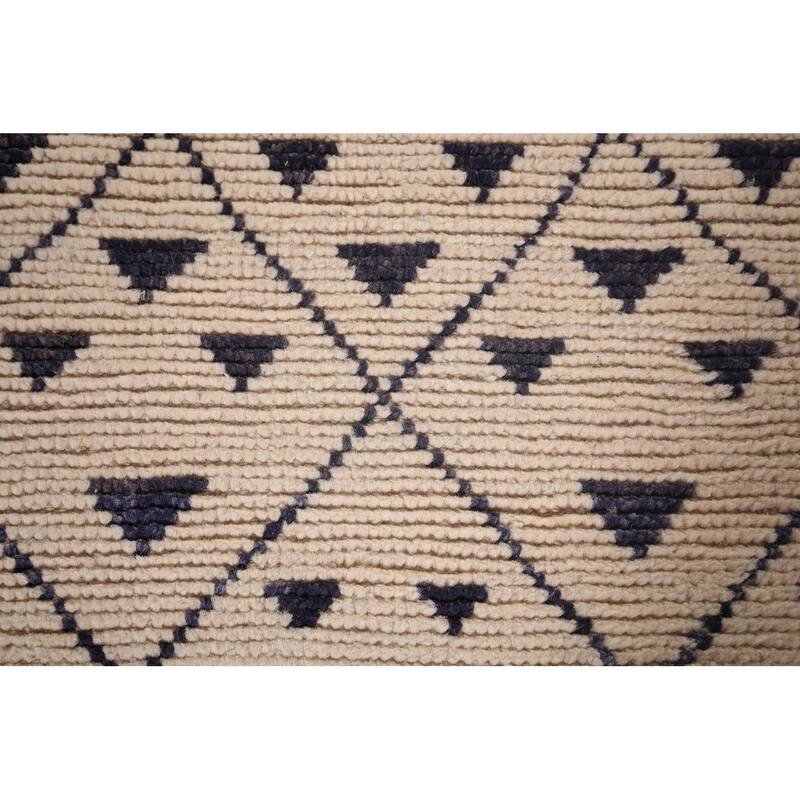 Modern Geometric Moroccan Oriental Accent Rug Hand-Knotted Wool Carpet - 2'10"x 5'3"