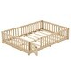 preview thumbnail 10 of 12, Natural Full Size Pine Floor Bed with Guardrails & Door