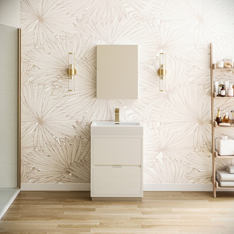 Fresca Senza 24" Single Vanity Set with Wood Cabinet and Acrylic - Glossy White