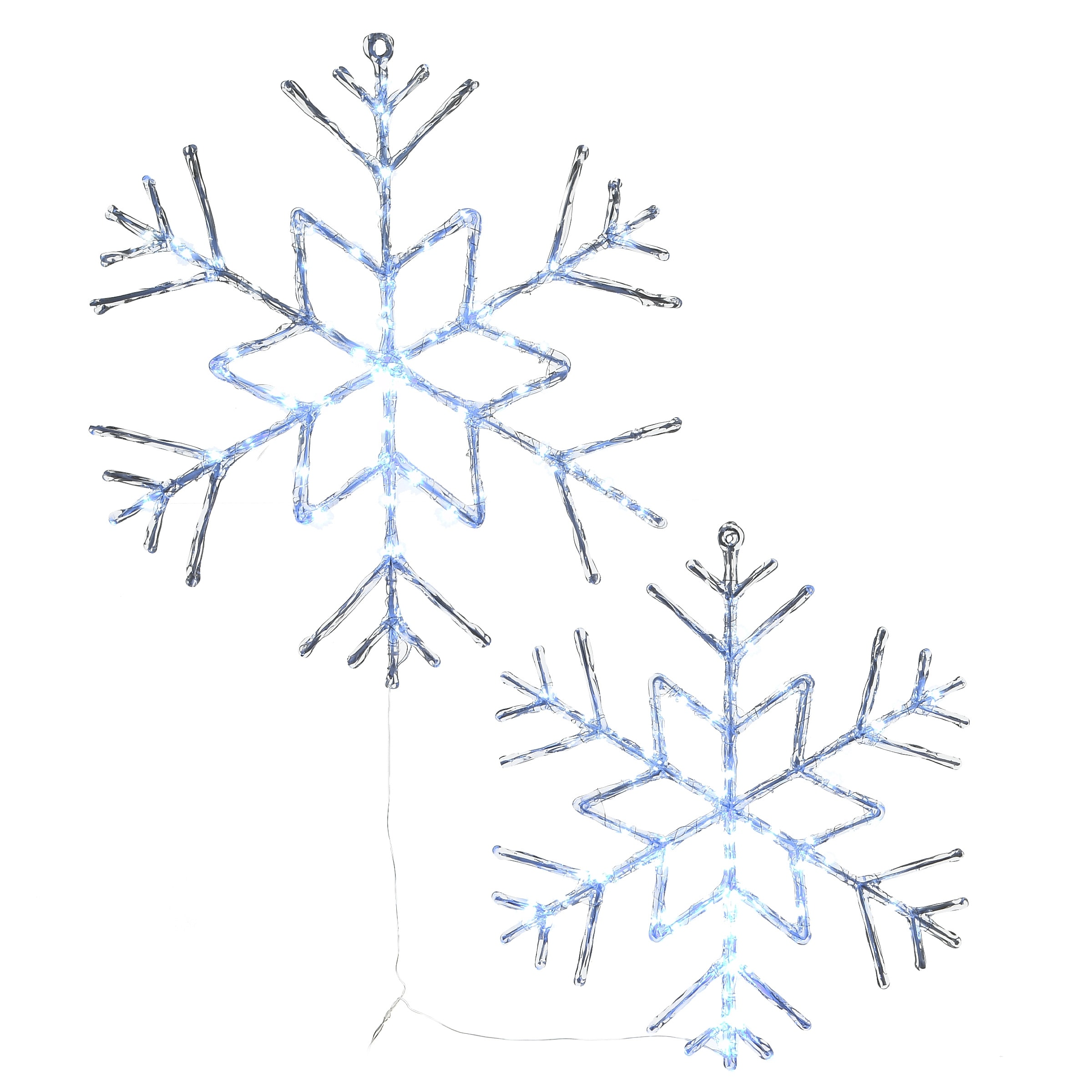 National Tree Company 6-Point Star Ice Crystal Snowflake Pair with LED Lights - White - 24 in