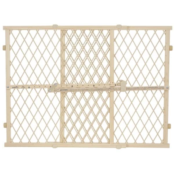 slide 2 of 7, Position & Lock Adjustable Wood Baby Gate Natural wood