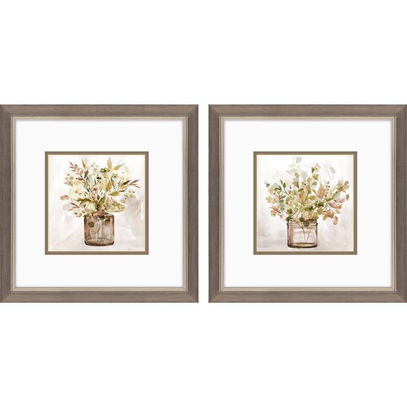 HomeRoots Set Of Two Earthy Garden Silver Framed Wall Art