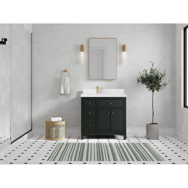Willow Collections 36 in W x 22 in D Sonoma Left Offset Free Standing Reeded Bathroom Vanity with Countertop