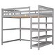 preview thumbnail 13 of 14, Industrial Modern Full Size Loft Bed with Storage Shelves and Under-bed Desk, Sturdy Construction & Safety Guaranteed, Grey