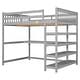 preview thumbnail 39 of 82, Space-Saving Loft Bed with Storage Shelves and Desk, Solid Wood Loft Bed Frame with Ladder and Guardrail for Kids Teens Adults