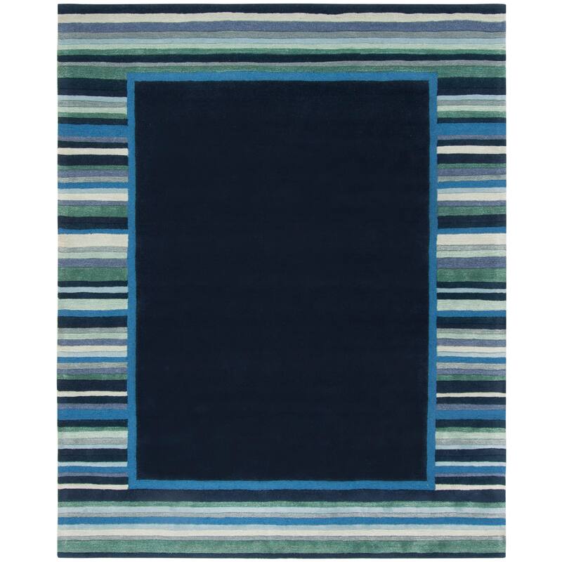 Martha Stewart by SAFAVIEH Striped Border Wool Rug - 8' x 10' - Wrought Iron