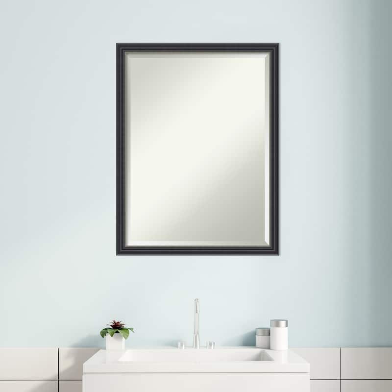 Stylish Black Beveled Wood Framed Bathroom Vanity Wall Mirror - Stylish Black