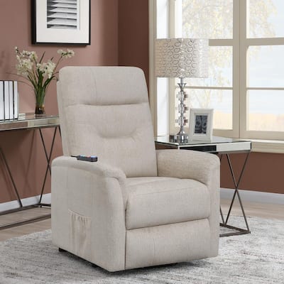 Chenille Power Lift Recliner with Lumbar Heat, Massage, USB Charging