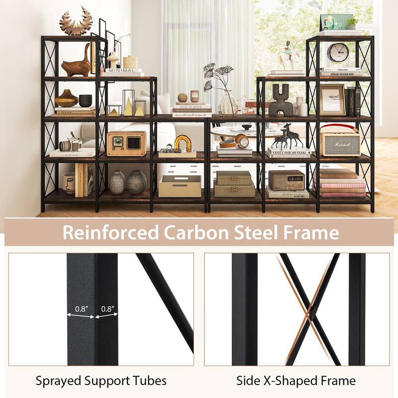 Gymax 5-Tier Bookshelf 9 Cubes Bookcase 12 Shelves Storage Display