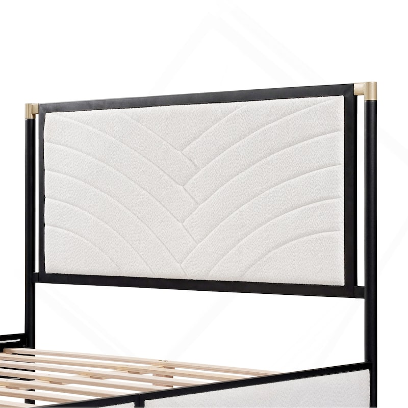 Exquisite Metal Bed with Headboard for Dreamy Sleep