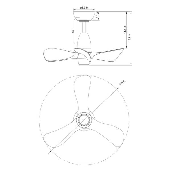 28-in Reversible 3-Blade Ceiling Fan with Remote Control