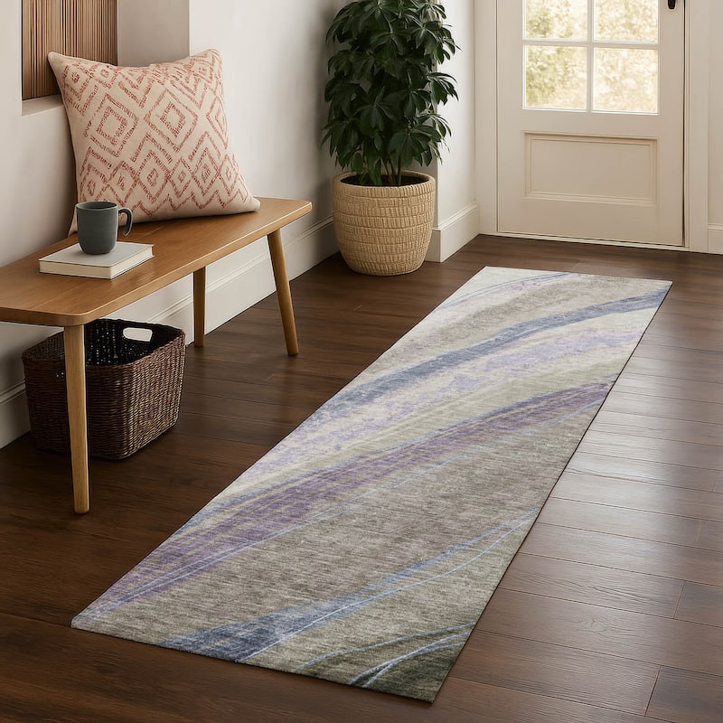 Premium Washable Super Soft Modern Flow Mayfield Rug - Mocha - 2'3" x 7'6"