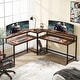 preview thumbnail 1 of 5, 63 Inch Large Corner Computer Desk Study Writing Workstation Rustic