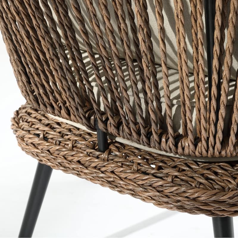 4-Person Outdoor Wicker Patio Conversation Seating Set with Coffee Table, Weather-Resistant Cushions