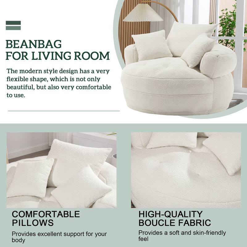 Circular wide living room fabric sofa, balcony swivel sofa chair