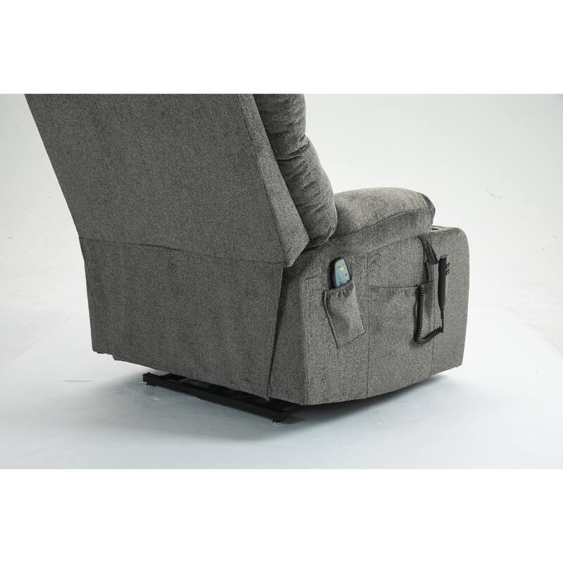 Lift Recliner Chair with Heat & Massage, Dual OKIN Motor Heavy-Duty Recliner Chair, Lounge Chair with Side Pockets & Cup Holders