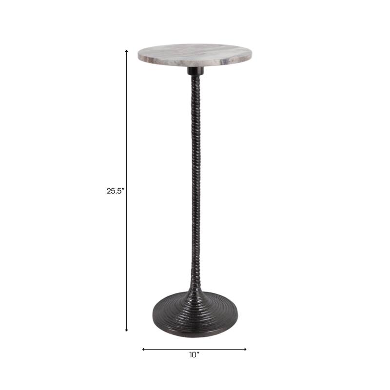 Metal and Stone Accent Table with Aluminum Base - Modern Stylish Side Table for Home Decor
