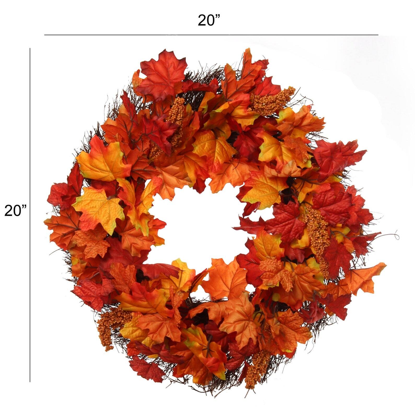 Autumn-Inspired 18-Inch Silk Maple Leaf Wreath for Front Door - Perfect ...
