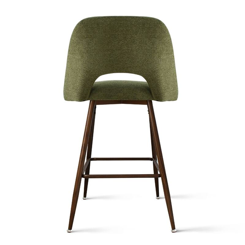 Upholstered Modern Bar Stool Walnut Leg (Set of 2)