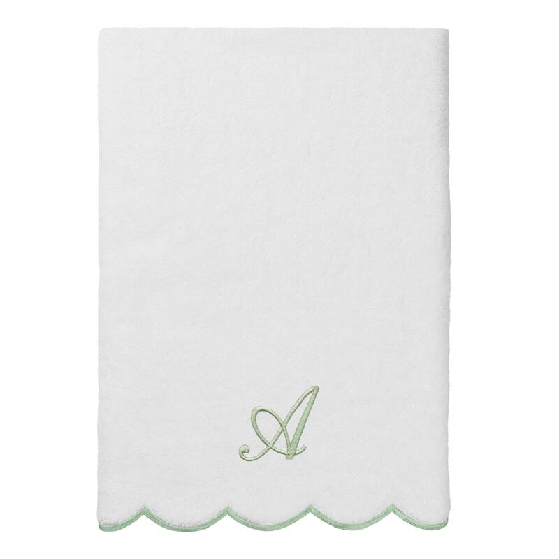 Authentic Hotel and Spa 100% Turkish Cotton Green ADORNIA Scallop Personalized 3 Piece Towel Set - 3 Piece Set