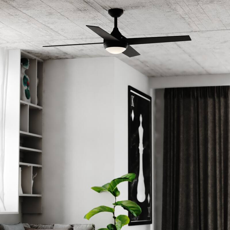 Hamlin Black Contemporary 52-in. Ceiling Fan with LED Light Kit and Remote - 52-in W x 15.25-in H x 52-in D