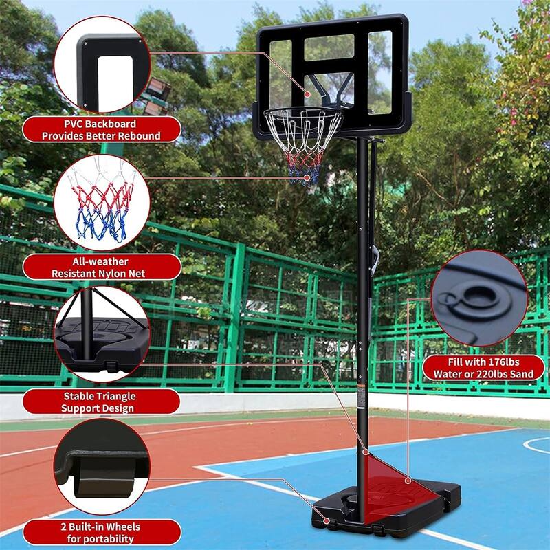 Portable Basketball Hoop, Adjustable Height Basketball Hoop Stand
