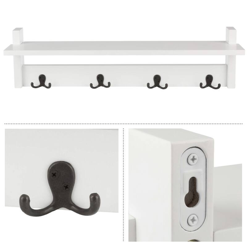 Lavish Home Coat Rack with Shelf - Wall Mount Shelf with 4 Hooks