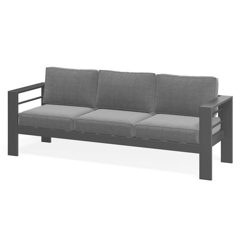 All-weather Outdoor 3 Seats Sofa Couch for Balcony, Garden, Deck, Backyard - Red